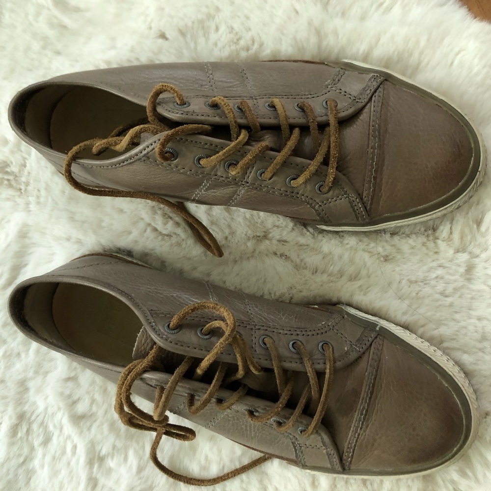 Frye Taupe Aged Leather Sneakers